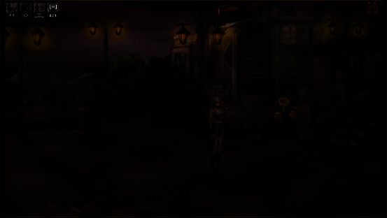 游戏场景截图，岛屿上扭曲的建筑与怪异生物共存，氛围压抑诡异