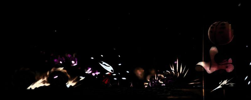 《空洞骑士：丝之歌》中原罪者战斗场景，角色释放技能与BOSS激烈对抗