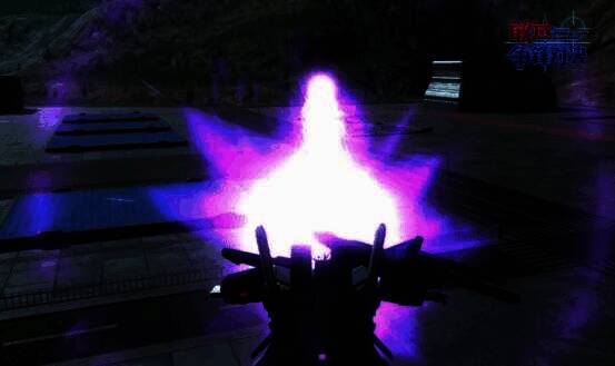 头部米加加农炮发动瞬间，光束照射覆盖全场