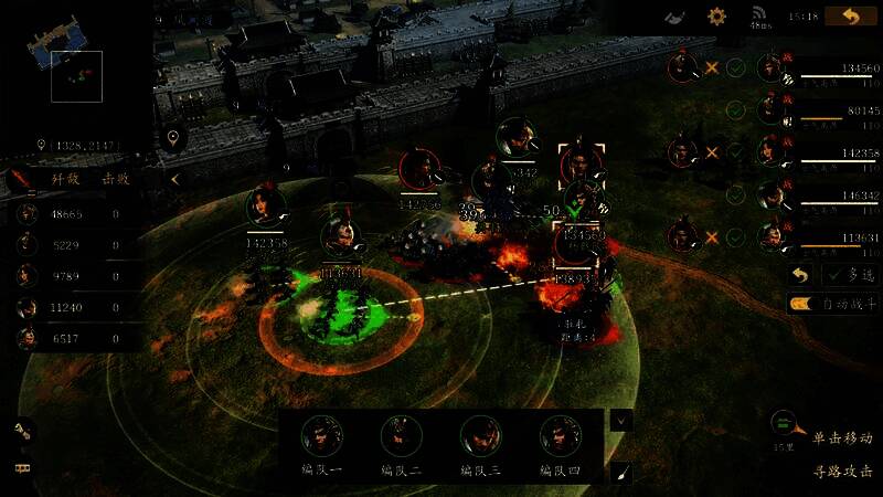 伏击战术演示，玩家在树林中设伏