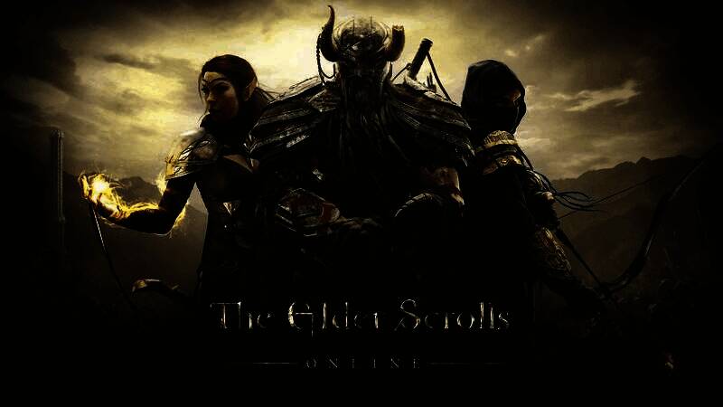 《上古卷轴OL》游戏画面，展现奇幻世界中的战斗场景，角色手持法杖与敌人激战，背景为古老的石制遗迹与魔法光影交织