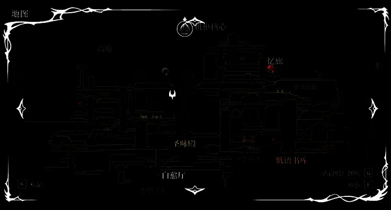 空洞骑士丝之歌地图截图，展示多个任务标记点分布