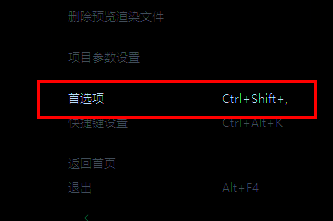 首选项设置窗口界面，包含多个选项卡