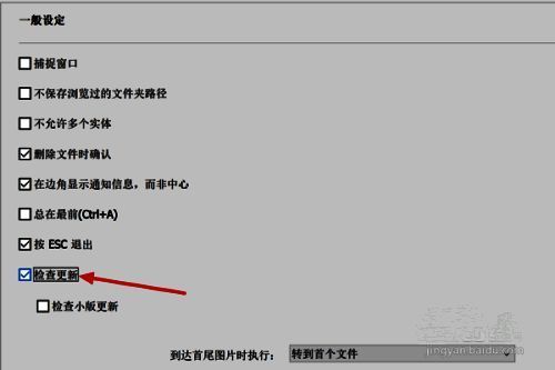 HoneyView设置页面右侧‘检查更新’复选框已被勾选