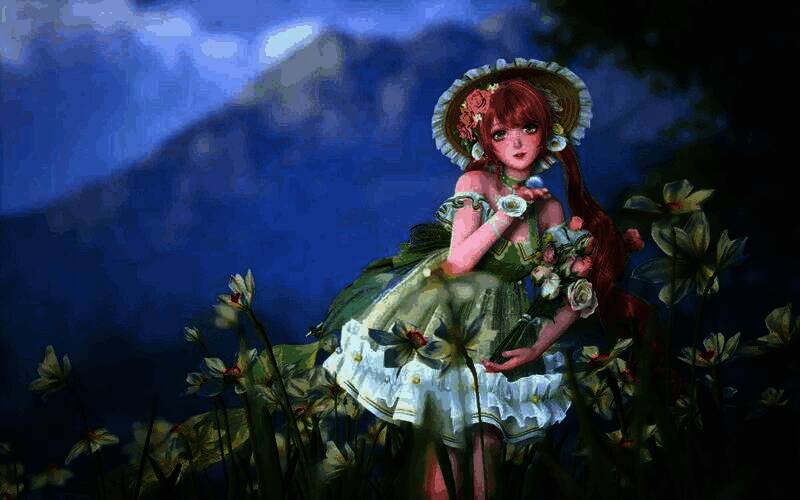 夜晚的家园景象，灯光温暖，角色坐在屋前欣赏星空，氛围宁静