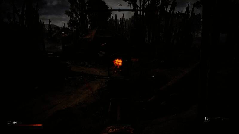 第一人称视角下的瞄准界面，准星对准远处屋顶上的狙击手，强调精准射击体验