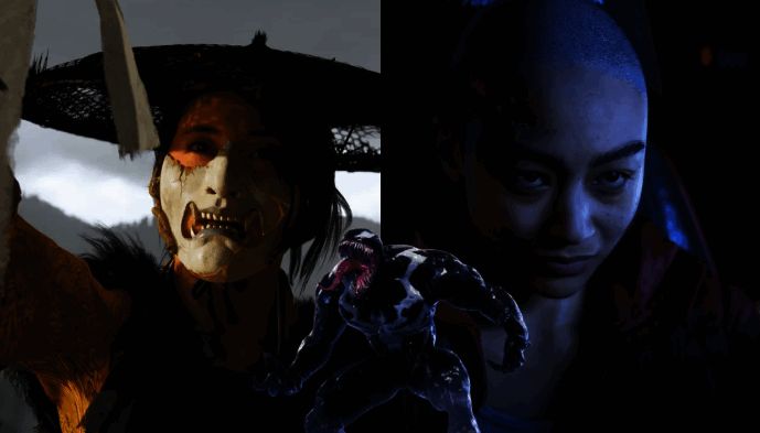 《马拉松》游戏实机画面截图，展示未来感十足的外星环境与紧张激烈的多人对战场景