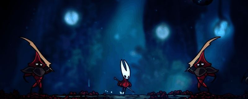 《空洞骑士：丝之歌》卡拉卡沙丘连战场景，敌人从红色珊瑚中不断涌出，主角持骨钉准备迎战