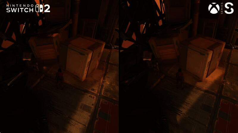 技术对比图显示Switch2与PS5/XSX在CPU性能上的差距，标注了Lumen与Nanite的运行需求