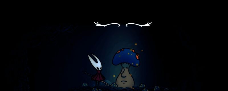 《空洞骑士：丝之歌》中主角站在骸底镇左侧入口前，背景为幽暗洞穴与神秘符文，氛围诡谲