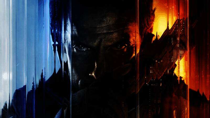 游戏中激烈交火场景截图，角色在爆炸火光中射击，地面散落武器残骸与血迹，敌人倒地姿态狰狞