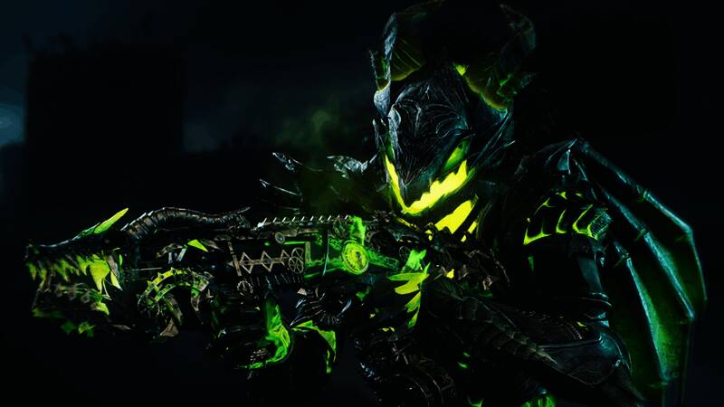 游戏多人模式预告图，多名全副武装的角色在城市废墟中协同作战，远处有无人机飞行，科技感十足