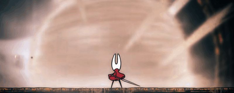 《空洞骑士：丝之歌》中织者女王结局画面，主角面对巨大的丝线构筑王座上的女王，场景充满神秘与压迫感