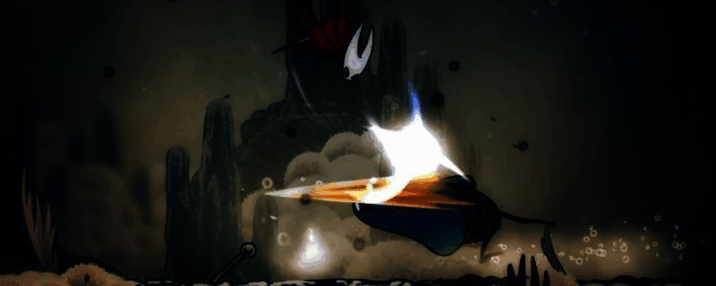 针姬在昏暗神殿中悬浮于空中，周身环绕着锋利丝线，眼神冷峻地凝视玩家，场景充满压迫感