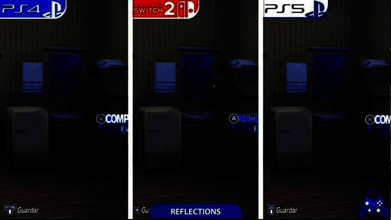 PS5版游戏中午间校园场景，阳光照射在地面产生实时光追反射，人物影子细腻