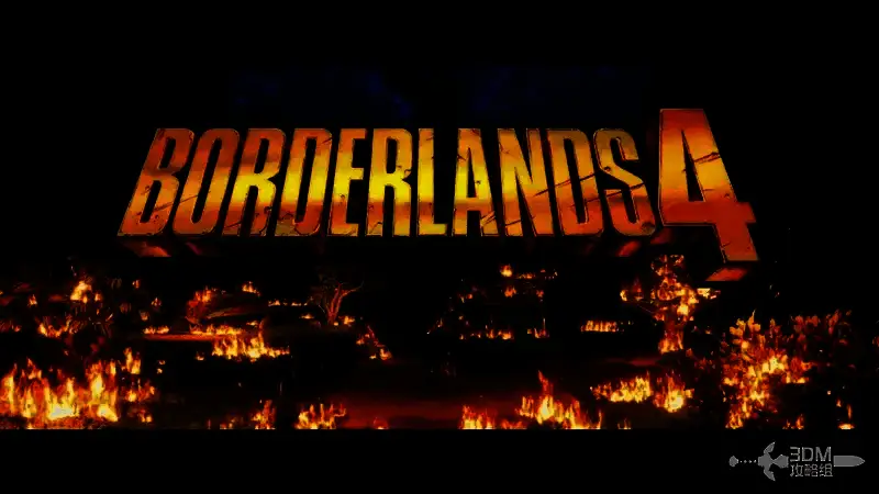 游戏主界面展示《无主之地4》标志性废土风格场景，远处是荒凉山脉与漂浮建筑残骸