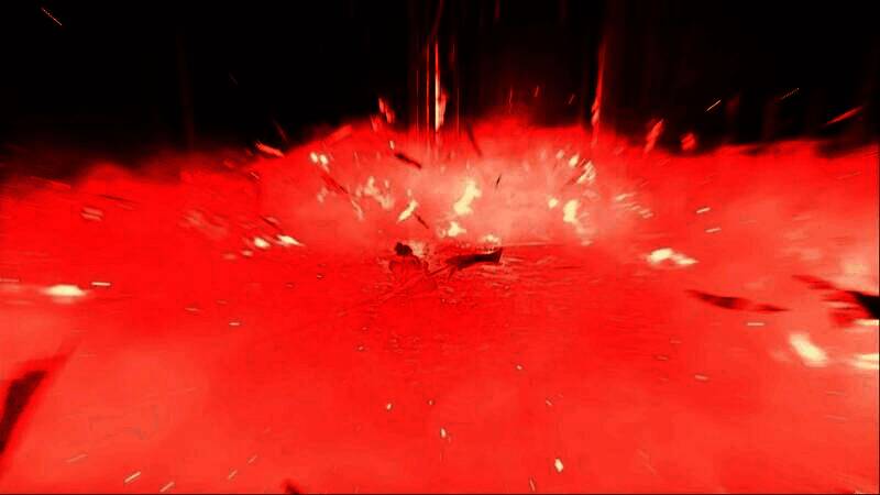 战斗场景中的慢动作特写，刀锋与敌方武器碰撞迸发蓝色能量波纹，气氛凝重而激烈