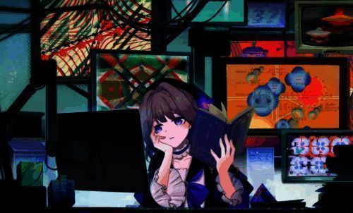 大黑塔站在控制台前背对镜头，屏幕上显示‘消息已发送’，透露出她口是心非的可爱一面