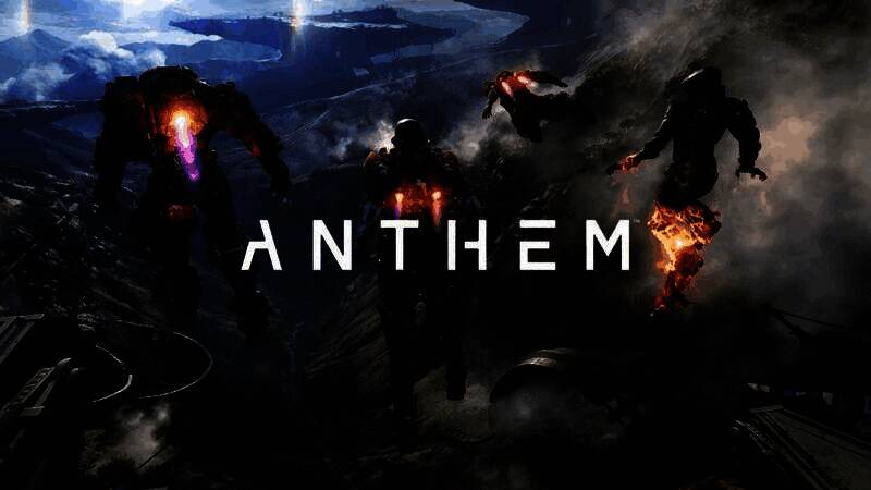 马克·达拉谈论《圣歌》开发困境的新闻配图，背景为游戏中机甲战士飞行战斗的模糊画面