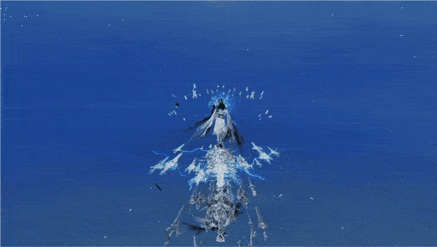 少侠飞行时【剑来开天】尾迹特效绚丽，剑气如流星划破幻海，光影交错