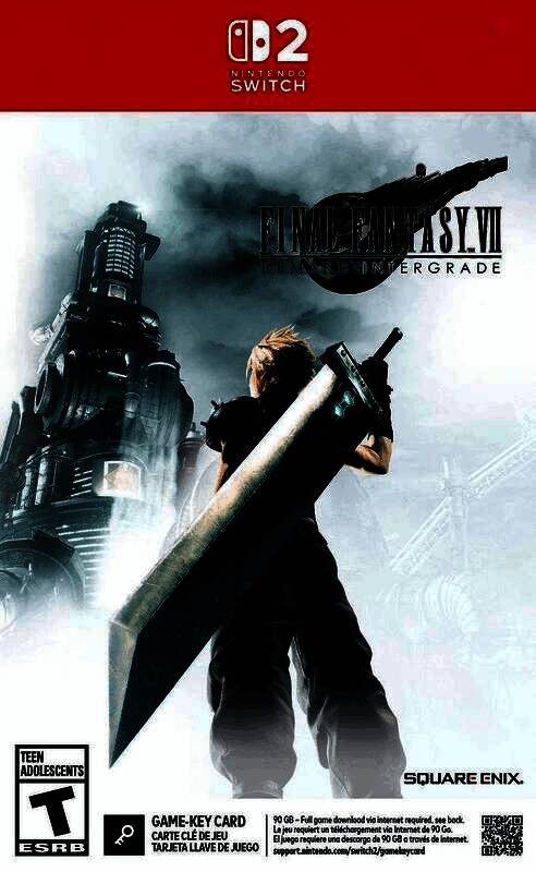 任天堂直面会画面展示《最终幻想7：重制版Intergrade》登陆Switch 2和Xbox Series平台的官方公告截图