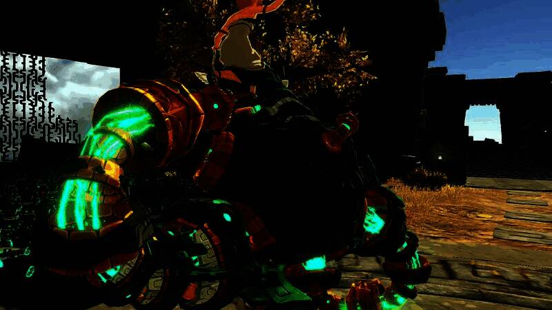 萨尔达公主骑乘白马挥剑冲锋，身后是燃烧的城堡与漫天火光