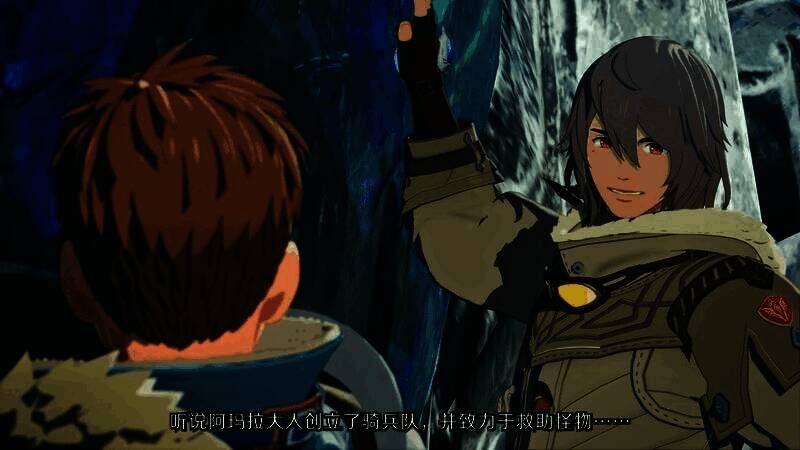 夜晚森林场景，萤火虫环绕主角与坐骑，氛围静谧而神秘