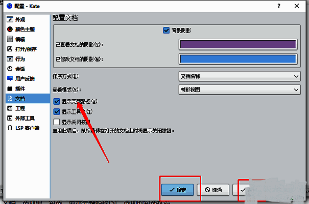 文档设置页面中‘显示完整路径’选项已被勾选