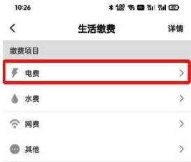 巴乐兔App内电费缴纳选项界面截图，显示电费充值入口