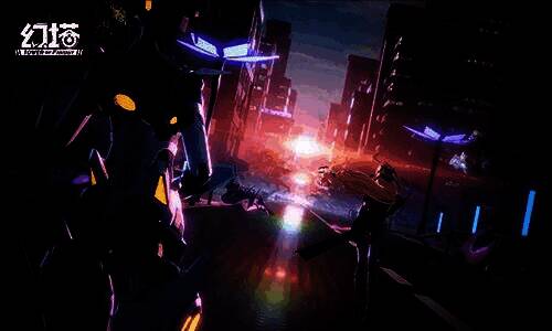 安托莉亚独自站在高塔边缘俯瞰城市，天空呈现奇异星象，光影交错