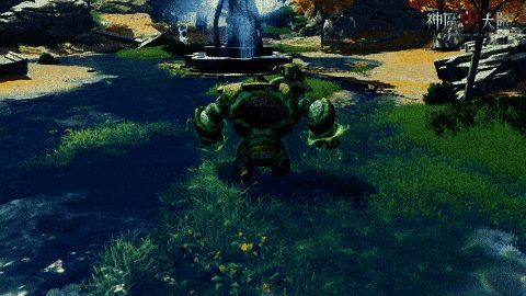 角色释放幻灵变身技能，周身爆发出耀眼光芒，随后化身为巨兽形态发起猛烈冲锋