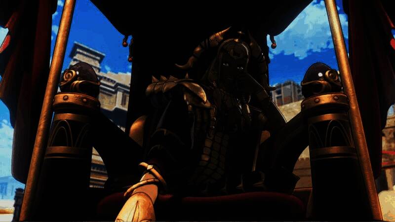 预告片截图：一名身披斗篷的角色拔剑而出，剑光划破黑暗