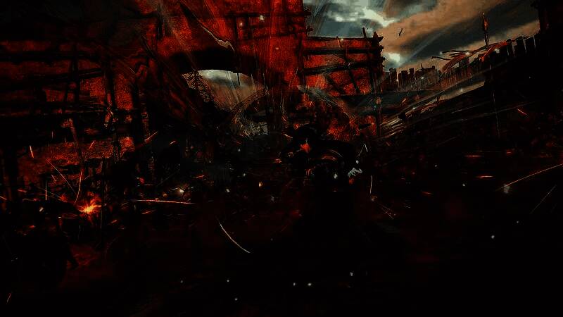 夜战场景下火光映照，战斗氛围极具张力