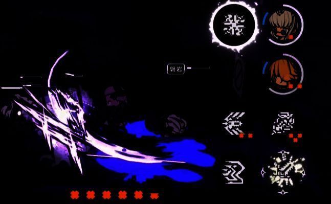 肉鸽模式地图中一个发光信标位于房间中央，周围敌人正在被清除