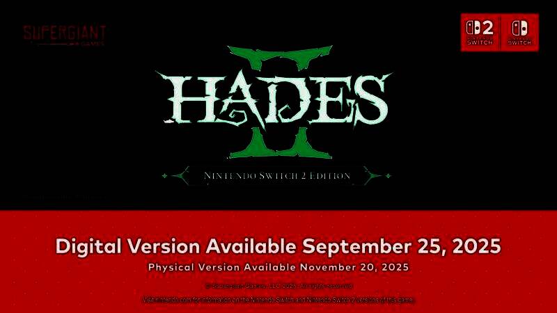 《黑帝斯2》Switch 2平台实机画面展示，角色在华丽特效中穿梭战斗，场景光影细腻逼真