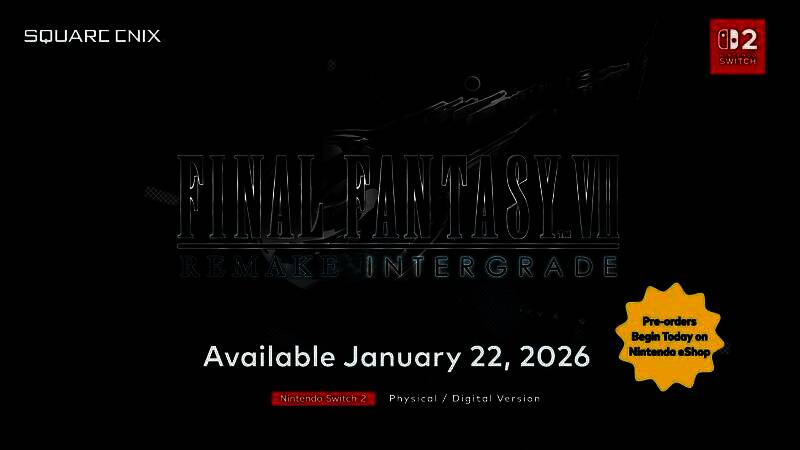 《最终幻想7：重制版Intergrade》Switch 2实机画面，展示城市街道与角色克劳德并肩前行的高清场景