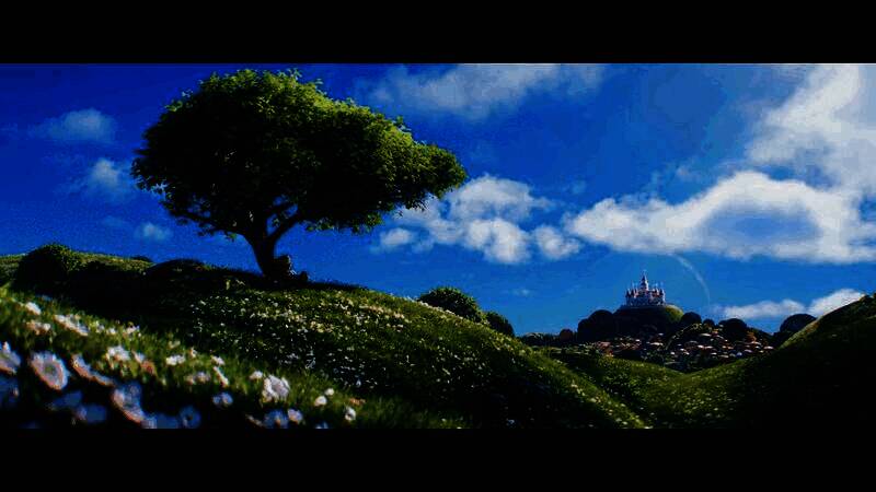 电影截图：马里奥在微重力环境中跳跃，身体呈弧线飞行，周围漂浮着小行星碎片