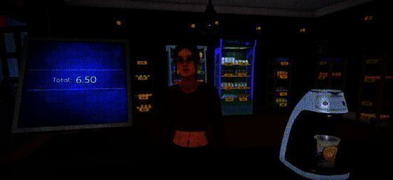 游戏角色正在专注地制作咖啡，蒸汽弥漫的咖啡机旁摆满了原料瓶罐，画面极具生活气息