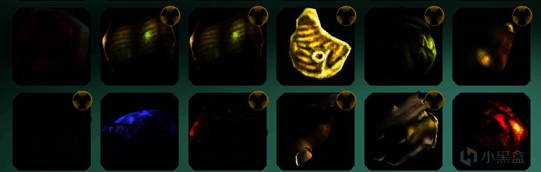 《非生物因素》中角色正在从倒下的怪物身上搜刮食材，地面散落着发光的物品，界面显示已获得新型食材