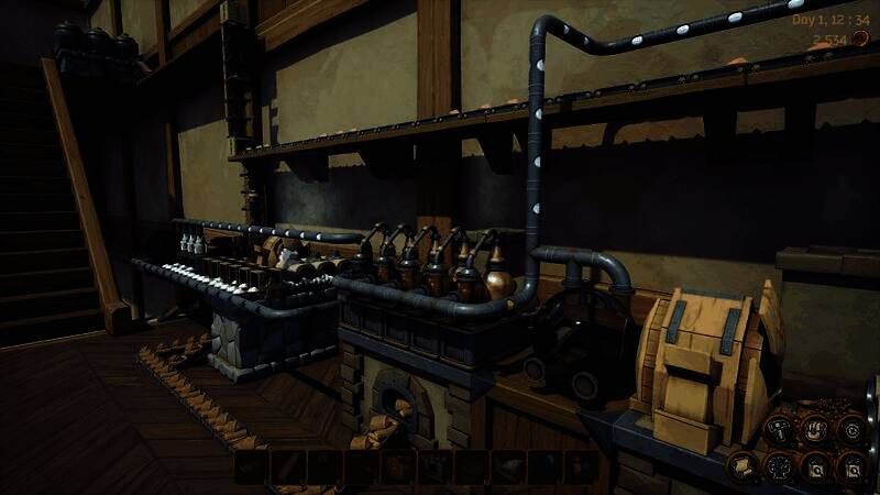 商店界面展示多种炼金产品，包括发光药水、符文宝石和机械零件