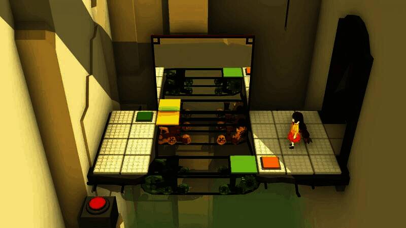 镜中世界呈现上下颠倒的城市街道，桥梁与房屋漂浮在空中