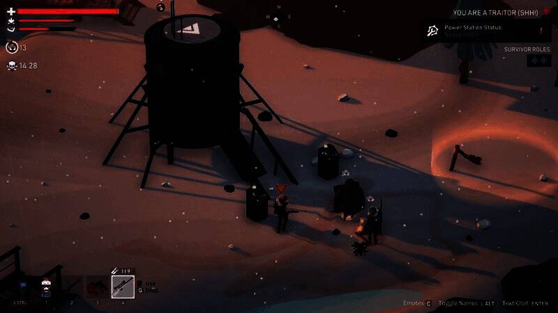 游戏实机画面截图，显示玩家视角在昏暗小屋内检查电路面板，窗外暴风雪肆虐，室内灯光闪烁，营造出强烈的压迫感与代入感