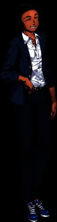 草壁广树角色立绘，短发青年穿着休闲外套，笑容阳光却不失玩世不恭的气质