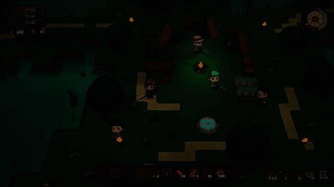 玩家在森林中采集木材与草药，背景是阳光透过树叶洒落的细腻光影效果