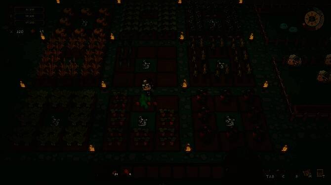 角色手持铁镐挖掘矿石，周围散落着刚开采出的宝石与金属块