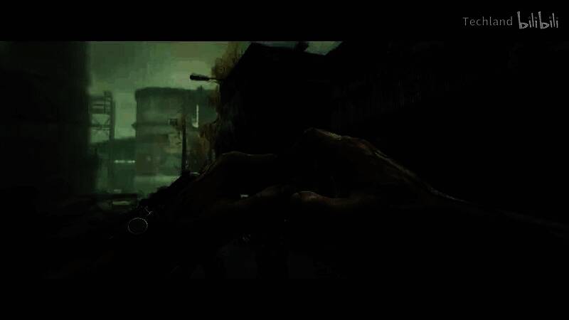 凯尔·克兰在昏暗环境中挥舞铁棍击倒敌人的紧张瞬间，背景弥漫着浓雾与破败建筑