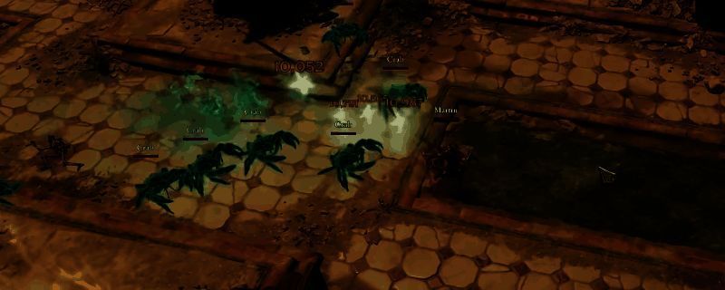 《泰坦之旅2》中弓箭手角色拉弓射击的战斗画面，箭矢带有金色暴击特效，前方一排敌人都被穿透倒下