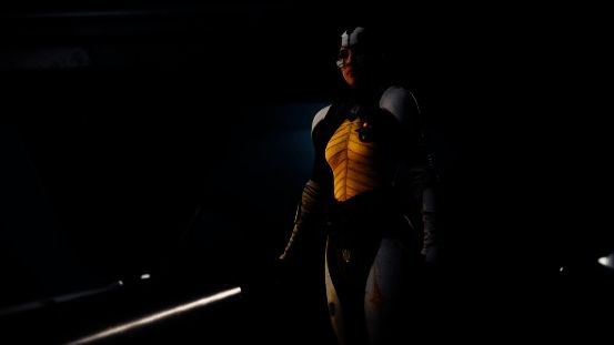 游戏内阵营对比图，左侧为身穿黑甲的德瑞捷战士持双刃作战，右侧为英勇教派成员使用能量剑格挡攻击