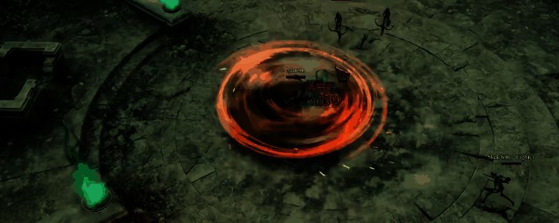 泰坦之旅2中角色正在释放旋风斩技能，周身环绕着旋转刀光，周围多名怪物被击飞，场景充满战斗动感