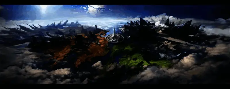 《无主之地4》主视觉图展示四位秘藏猎人并肩作战，背景是凯洛斯星球的荒原与风暴，色彩浓烈充满末世科幻感